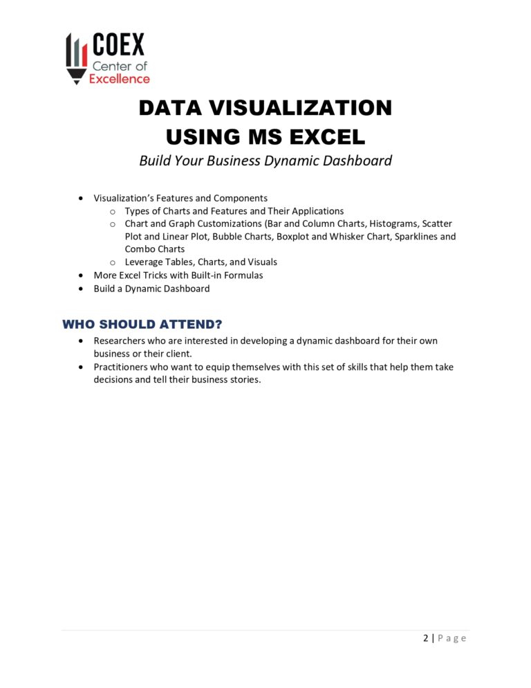 DATA VISUALIZATION - USING MS EXCEL (2)
